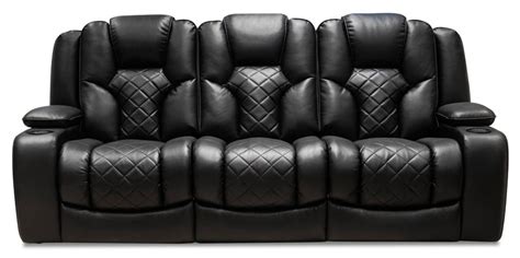 Axel Leather Look Fabric Power Reclining Sofa With Power Headrest