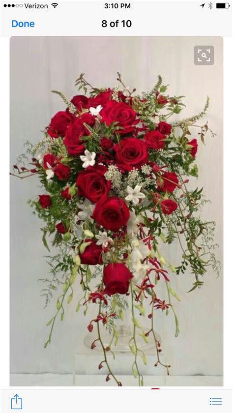 Red Wedding Flowers Bouquet Cascading Bridal Bouquets Wedding Table