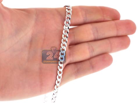 Today, sterling silver (92.5% silver, balance copper) is used extensively in jewelry. Sterling Silver Flat Cuban Mens Chain 6 mm 20 22 24 28 30 inch