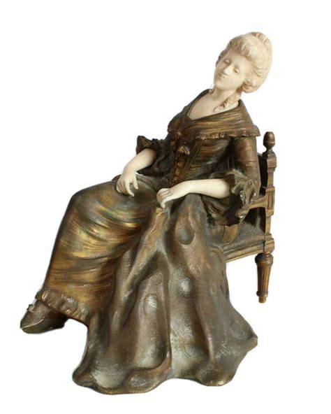 Rare French Original Art Nouveau Bronze Titled Lady Seated Maquette