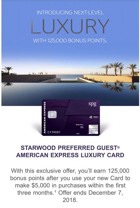 Spg credit card is the credit card of shopping provided by spg company to help customers. SPG Luxury Card 125K Offer (targeted)