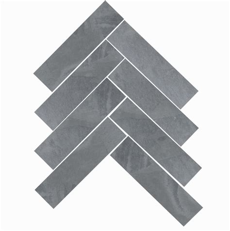 Brazilian Gray Cleft Slate Herringbone Tile 6x24
