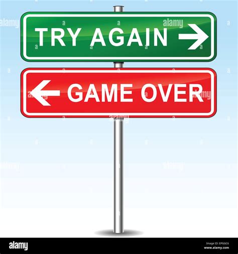 Illustration Of Try Again And Game Over Directional Signs Stock Vector