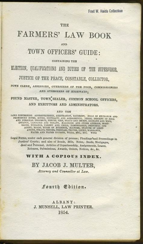 The Farmers Law Book And Town Officers Guide Containing The Election