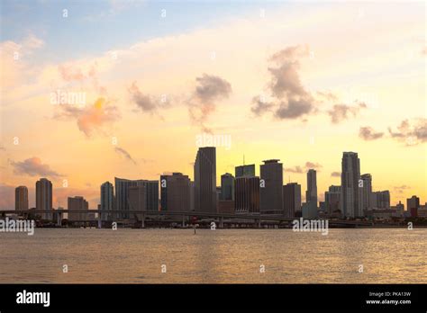 Downtown Skyline At Dusk Miami Florida Usa Stock Photo Alamy