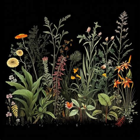 Premium Ai Image Blooming Diversity Botanical Illustration Of