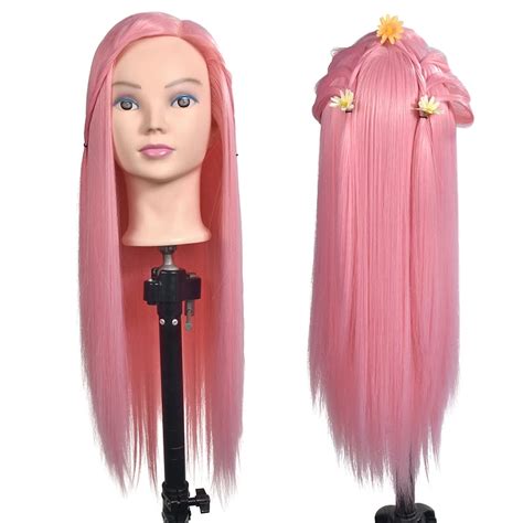 26 Hairdressing Training Head Model Colorful High Temperature Fiber Long Hair With Clamp Salon