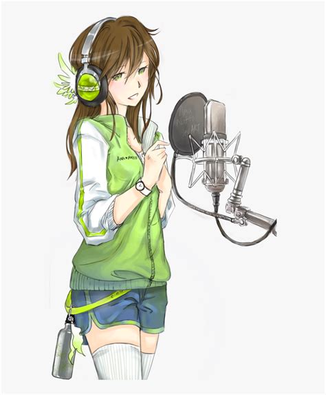 Drawn Singer Anime Anime Girl Singing Drawing Hd Png Download Kindpng