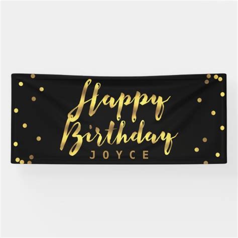 Personalized Happy Birthday Faux Gold Confetti Banner