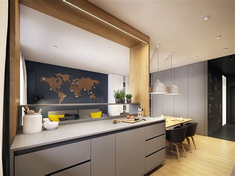 Modern Scandinavian Apartment Interior Design With Gray Color Shade ...