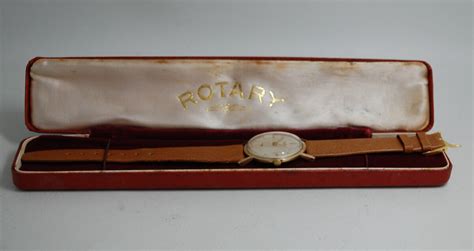 Sold 1958 Rotary 9k Gold With Box Birth Year Watches