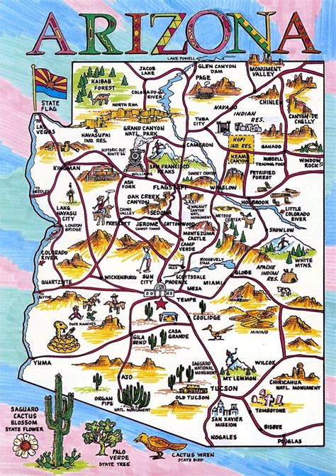 Arizona Map Card O Postcards Collectables Vintage Retro