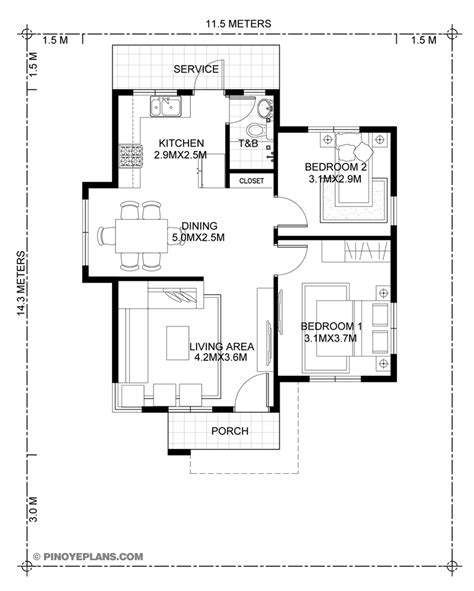 Tiny House 2 Bedroom Floor Plans ~ Simple 2 Bedroom House Plans 2021