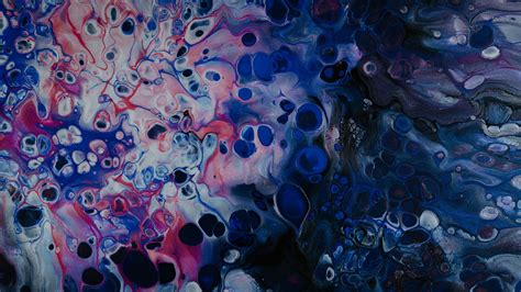 Blue White Black Paint Liquid Fluid Stains Art 4k Hd