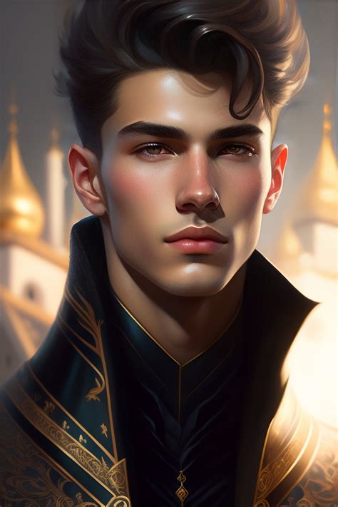 A Digital Painting Of A Man Wearing A Black Coat And Gold Trimmings On His Face