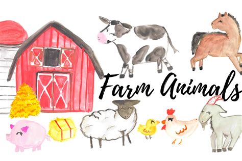 Farm clip art, farm animals clipart, cute farm p. Watercolor Farm Animal clipart | Pre-Designed Photoshop ...