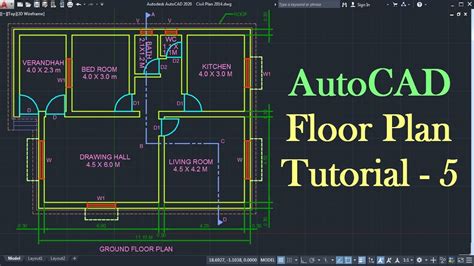 Autocad Floor Plan Tutorial For Beginners 5 Youtube