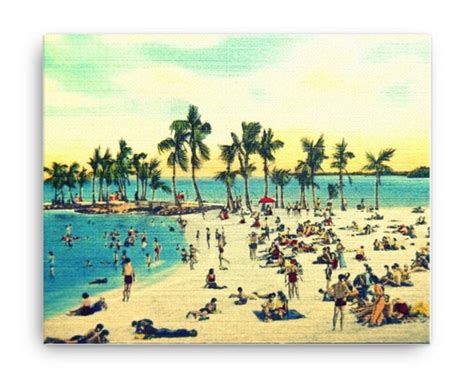 Vintage Beach Scene Canvas Old Florida Art 36x48 Canvas Art Etsy