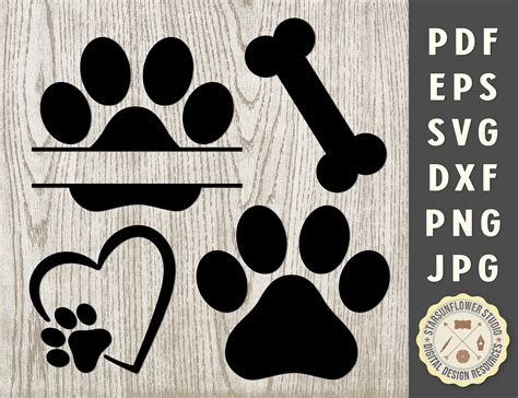 Dog Paw Print Svg Heart Paw Print Svg Dog Bone Svg Animal Etsy