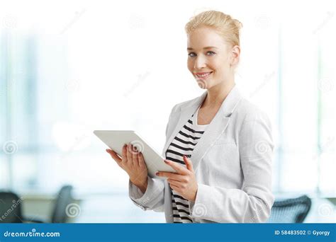 Smiling Businesswoman Stock Photo Image Of Hand Expertise 58483502