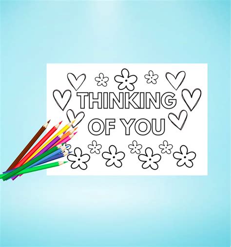 Thinking Of You Coloring Sheet Simple Design Etsy