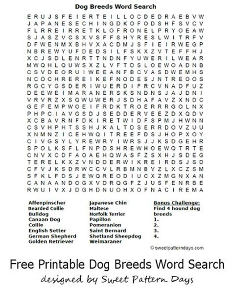 Dog Word Search Dog Breed Word Search Hicks Janice