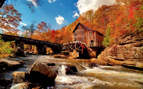 Free Download Windows Wallpaper Watermill Forest Autumn