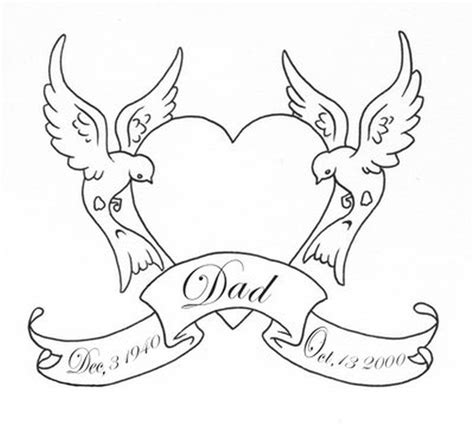 This simple tattoo is of an eagle which appears to be flying. Outline heart swallows birds with banner tattoo design - Tattoos Book | Dove tattoo design ...