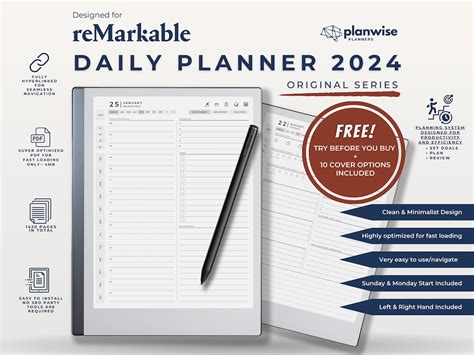 Remarkable 2 Daily Planner 2024 Original Version Remarkable 2