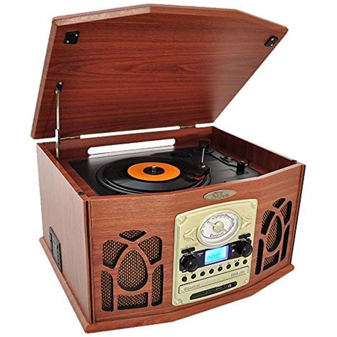 Pyle PTCDS UBTBW Bluetooth Turntable System Retro Vintage Classic Style Vinyl Record Player