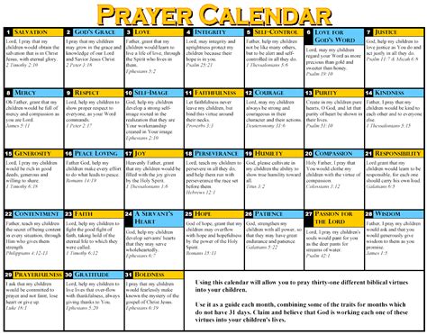 Children Prayer Calendar The Boys Pinterest Child Bible And Parents