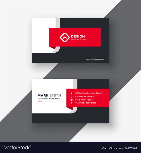 Creative Red Professional Business Card Template Vector Image