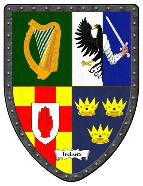 Ireland Royal Coat Of Arms Country Display Shield Irish Traditional Wall Accents By All