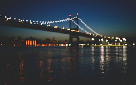 Bridges New York City Manhattan Bokeh Out Of Focus Wallpaper