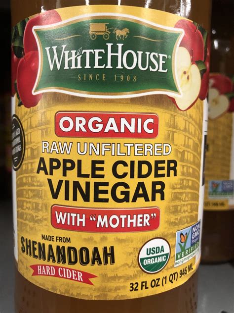 White House Organic Apple Cider Vinegar With Mother Raw Unfiltered 32