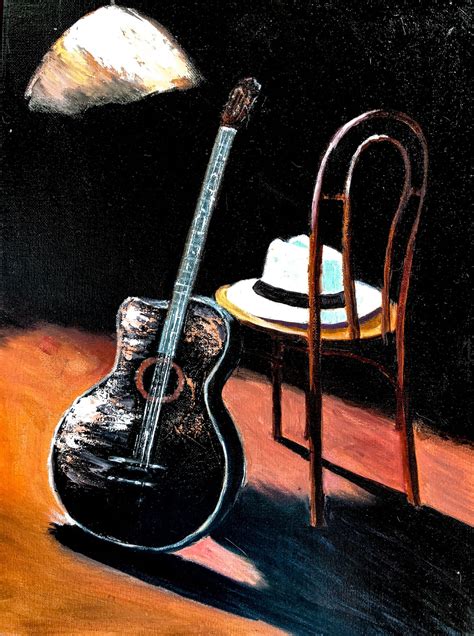 Guitar Painting Original Art Music Guitar Oil Painting Artwork Etsy