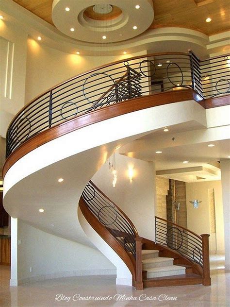 Salas De Estar Decoradas Com Escadas Em Curva Maravilhosas