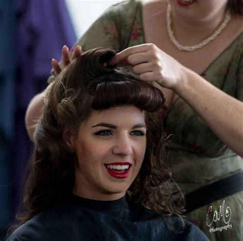 placing in the victory rolls behind the scenes look at creating this vintage updo for our