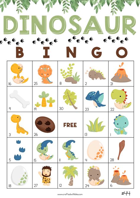 50 Dinosaur Bingo Cards Classroom Game Bingo Game Dinosaur Party Game