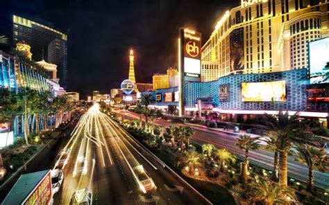 Wallpaper Las Vegas City Night Buildings Road Lights