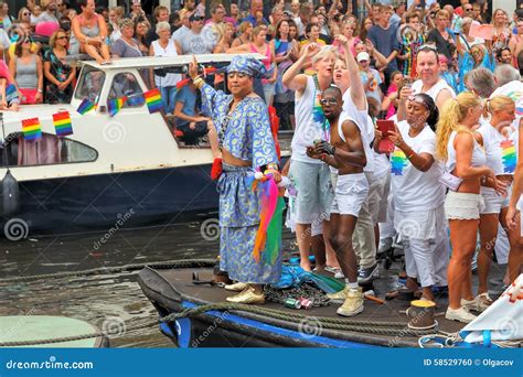 amsterdam canal parade 2014 editorial image image of canal smiling 58529760