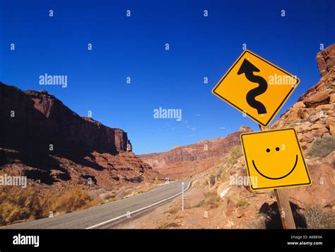 Road Sign With Smiley Face On Country Road Usa Stock Photo Alamy