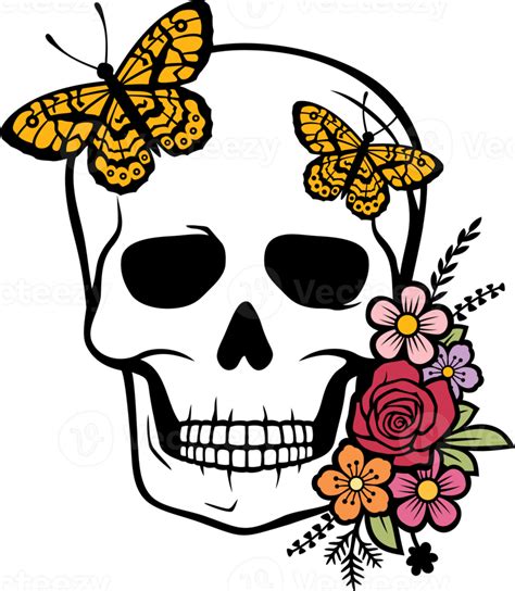 Skull And Butterfly 12227484 Png