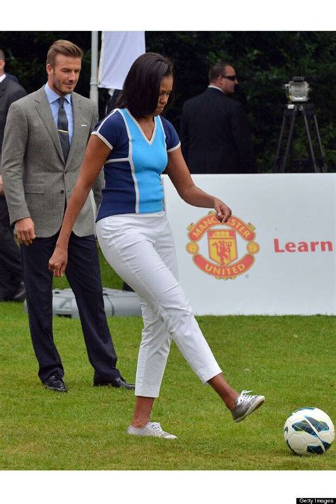 Michelle Obama Plays Football In Silver Trainers Is Coached By David