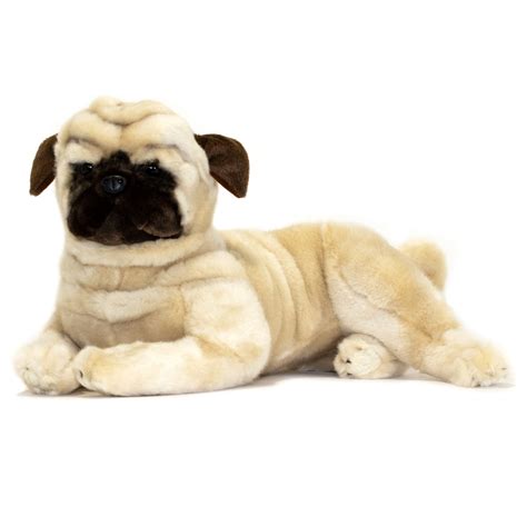 Pug Plush Toy Fawn Pug Soft Stuffed Animal Dog Lying Pug Dog Plush
