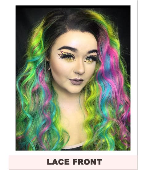 Bright Rainbow Lace Front Wig Multi Coloured Wigs Star Style Wigs Uk