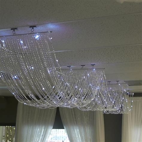 Decostar 15ft Crystal Ceiling Draping Panel W Led Lights Pure