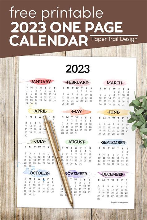 Print This 2023 Calendar Printable One Page Watercolor Calendar For The