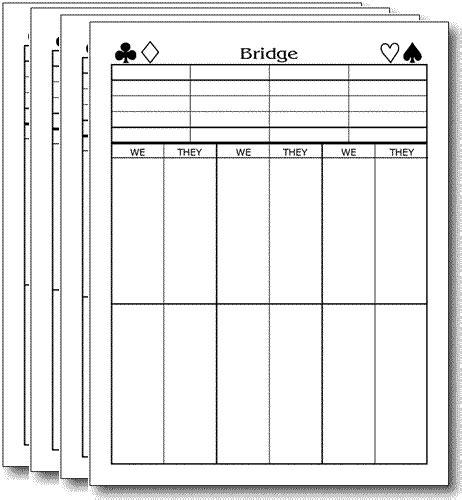 Rubber Bridge Score Sheet