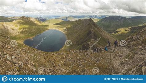 Landscape From Helvellyn Edge And Lake Red Tarn Lake District Uk